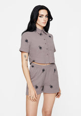 Stag Beetle Embroidered Shorts