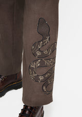 Gaia Leinen Mischung Schlange Bestickt Weit Bein Hose