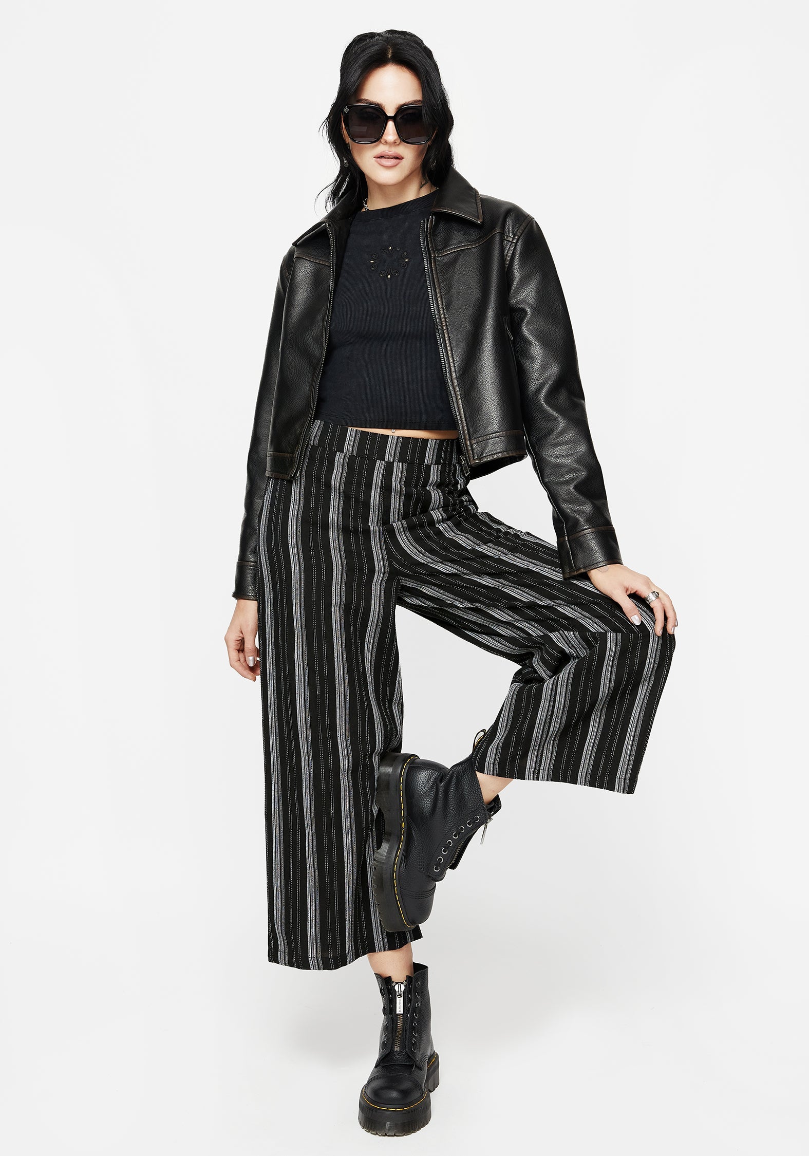 Clandestine Streifen Cotton-Blend Culottes