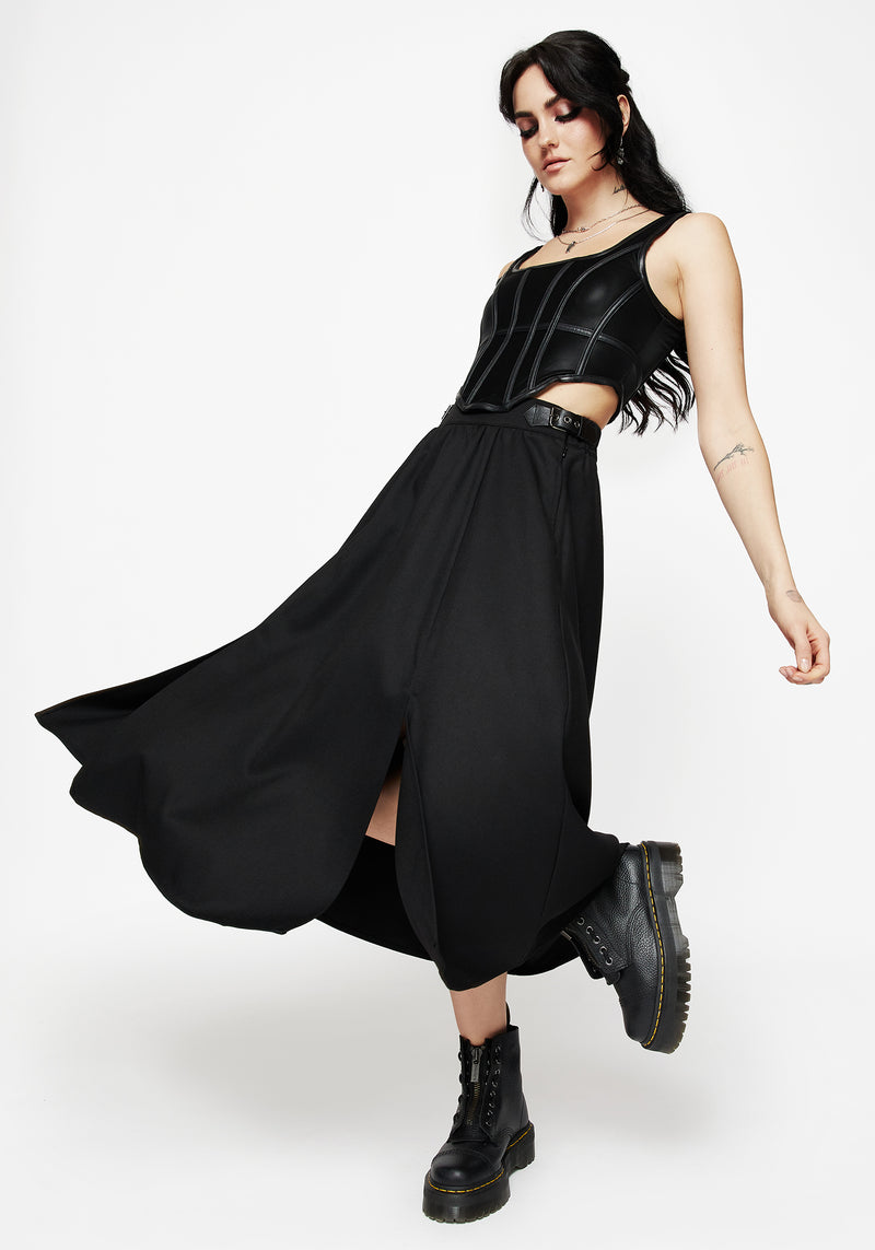Nightingale Mit Schnalle Midi Rock - Schwarz