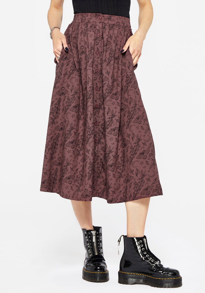 Roxana Motte Foxglove Knopf Runter Midi Rock