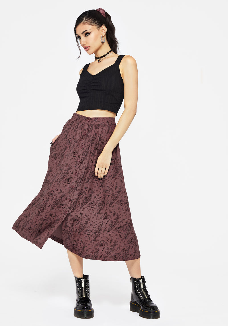 Roxana Motte Foxglove Knopf Runter Midi Rock