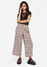Blossom Blumenmuster Tile Bedruckt Weit Bein Culotte Hosen