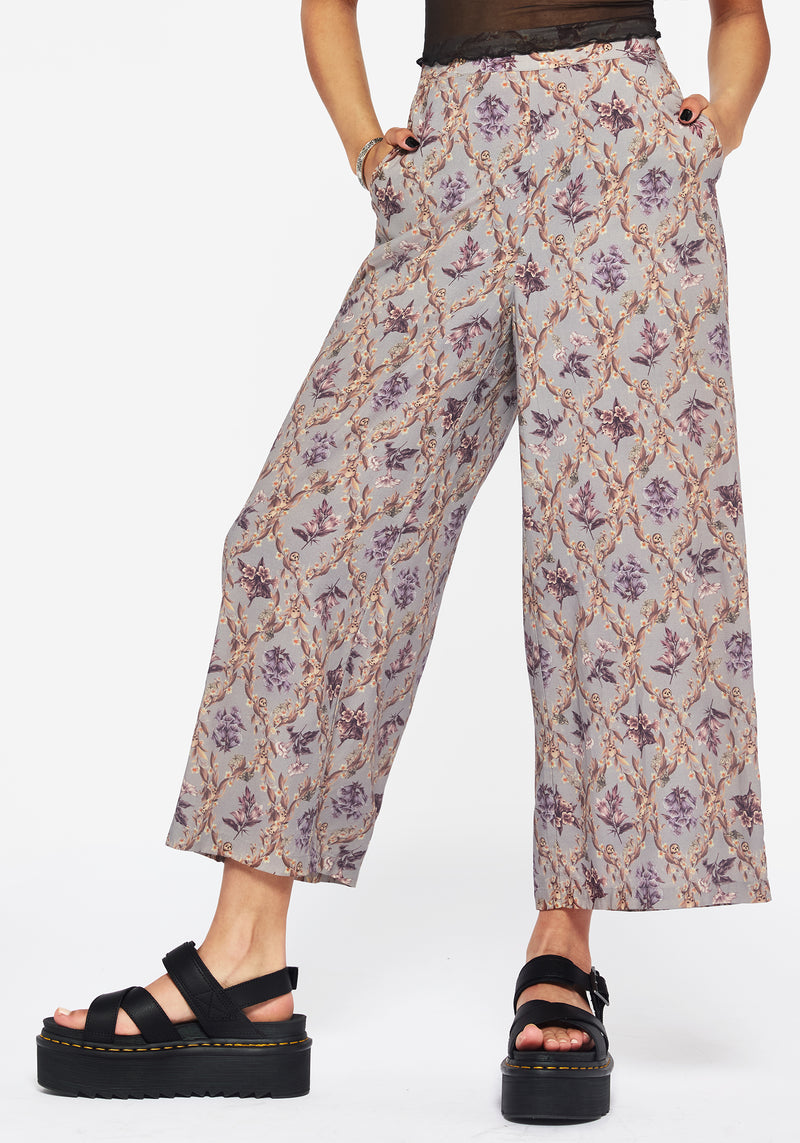Blossom Blumenmuster Tile Bedruckt Weit Bein Culotte Hosen