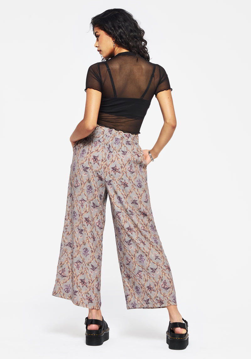 Blossom Blumenmuster Tile Bedruckt Weit Bein Culotte Hosen