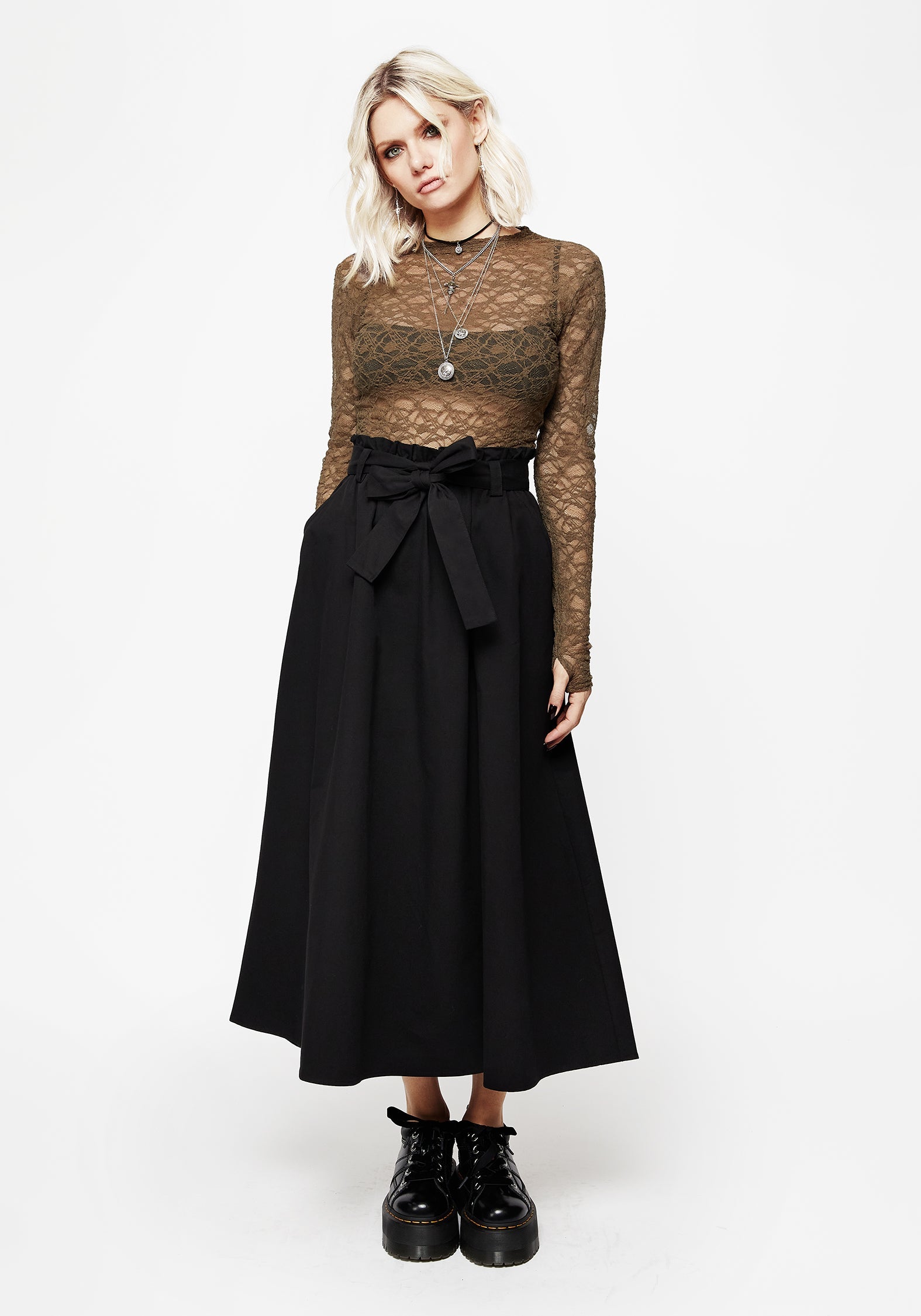 Strega Krawatte Gürtel Midaxi-Kleid Rock