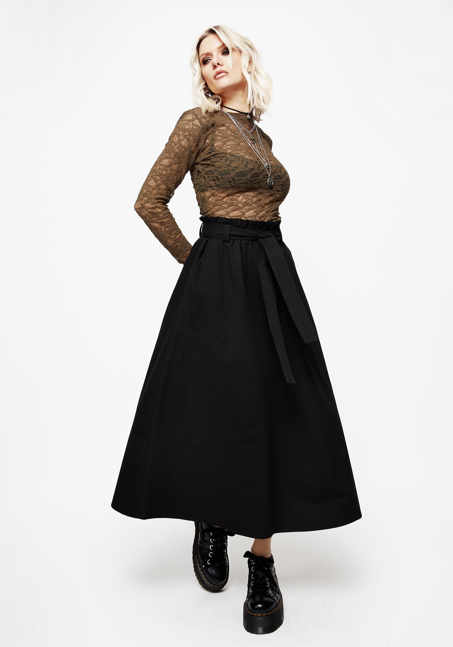 Strega Krawatte Gürtel Midaxi-Kleid Rock