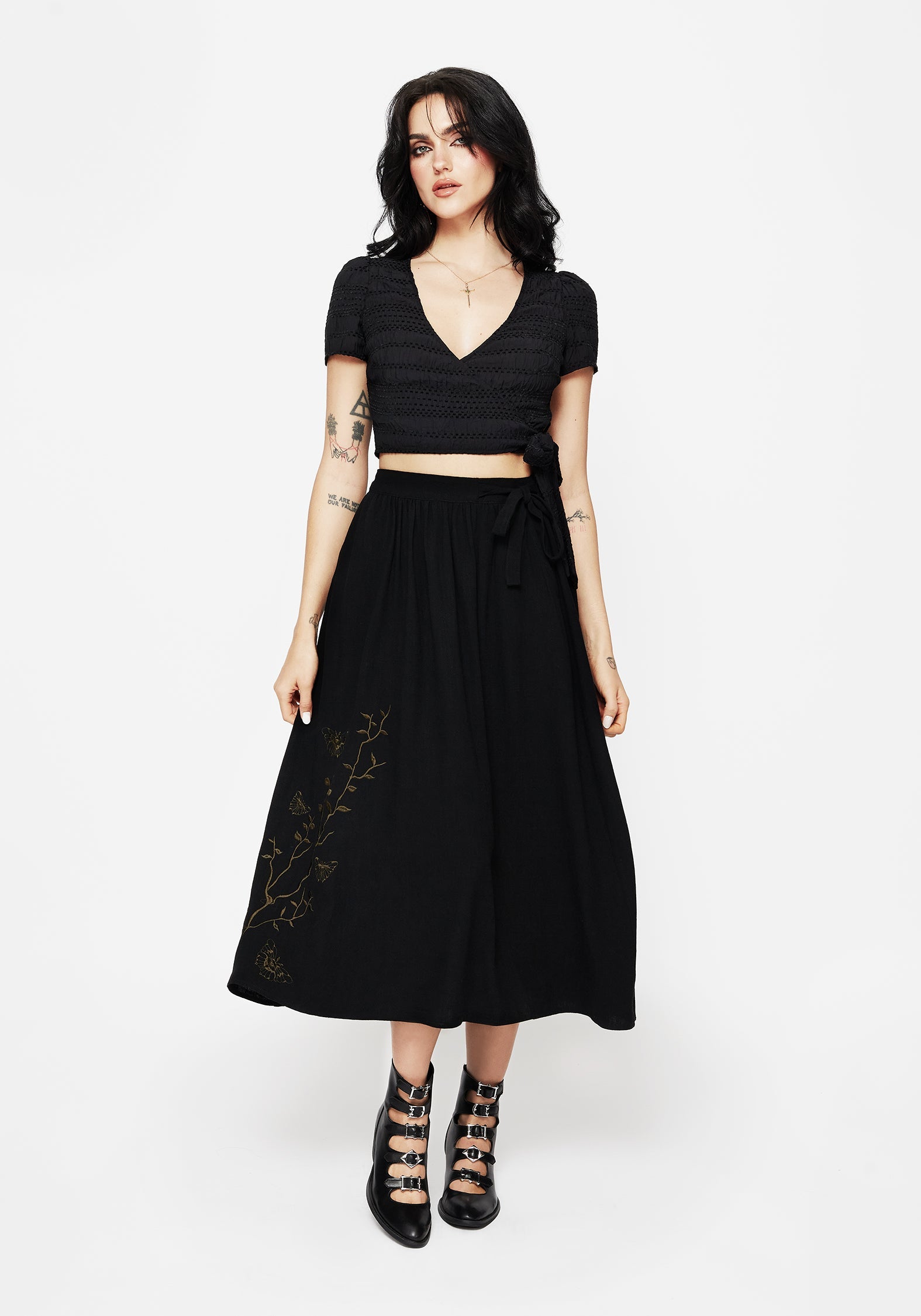Cressida Schmetterling Bestickt Midi Rock