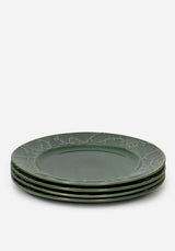Rosethorn Blumenmuster Geprägt Dinner Teller  (4 Piece Set)
