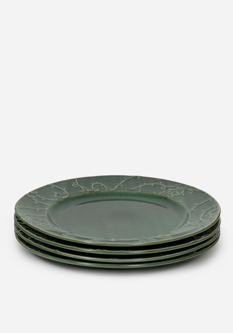 Rosethorn Blumenmuster Geprägt Dinner Teller  (4 Piece Set)