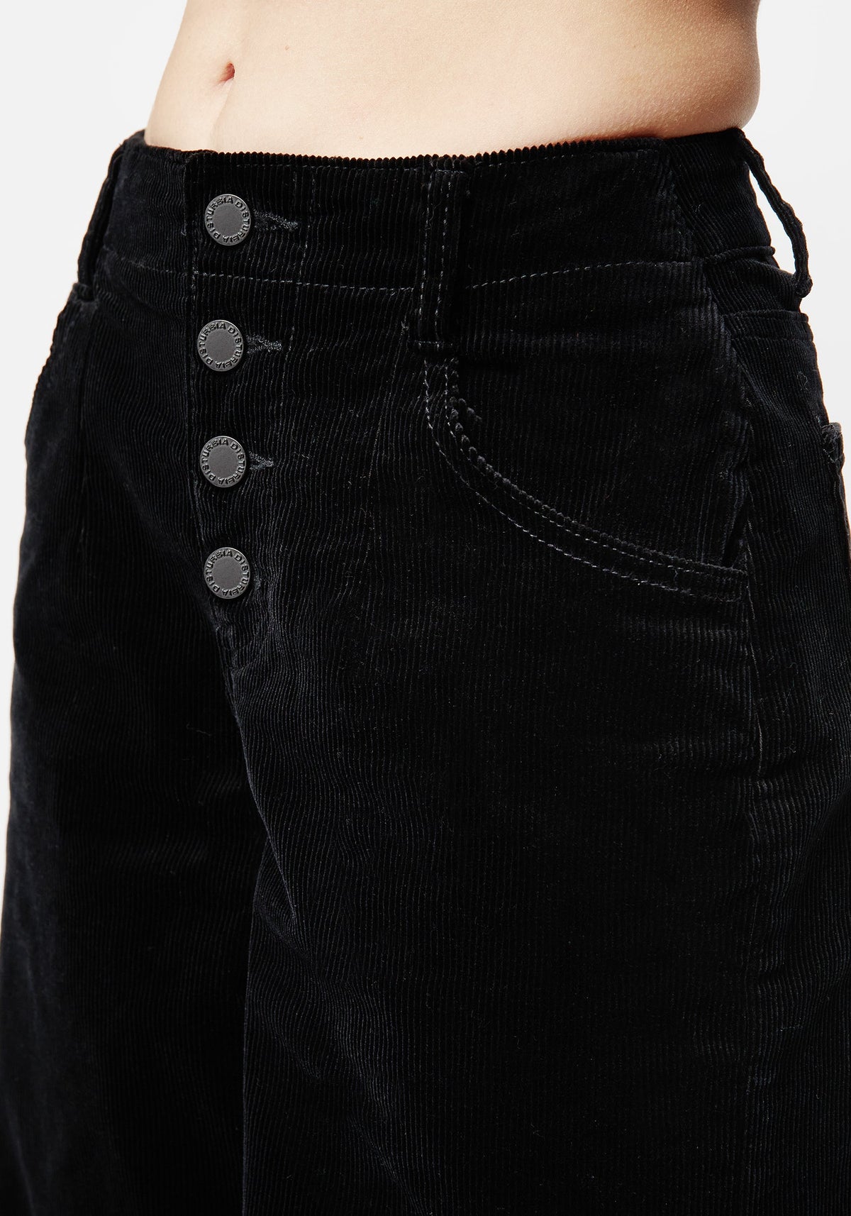 Foster Weit Bein Kordel Kurz Jeans  Schwarz