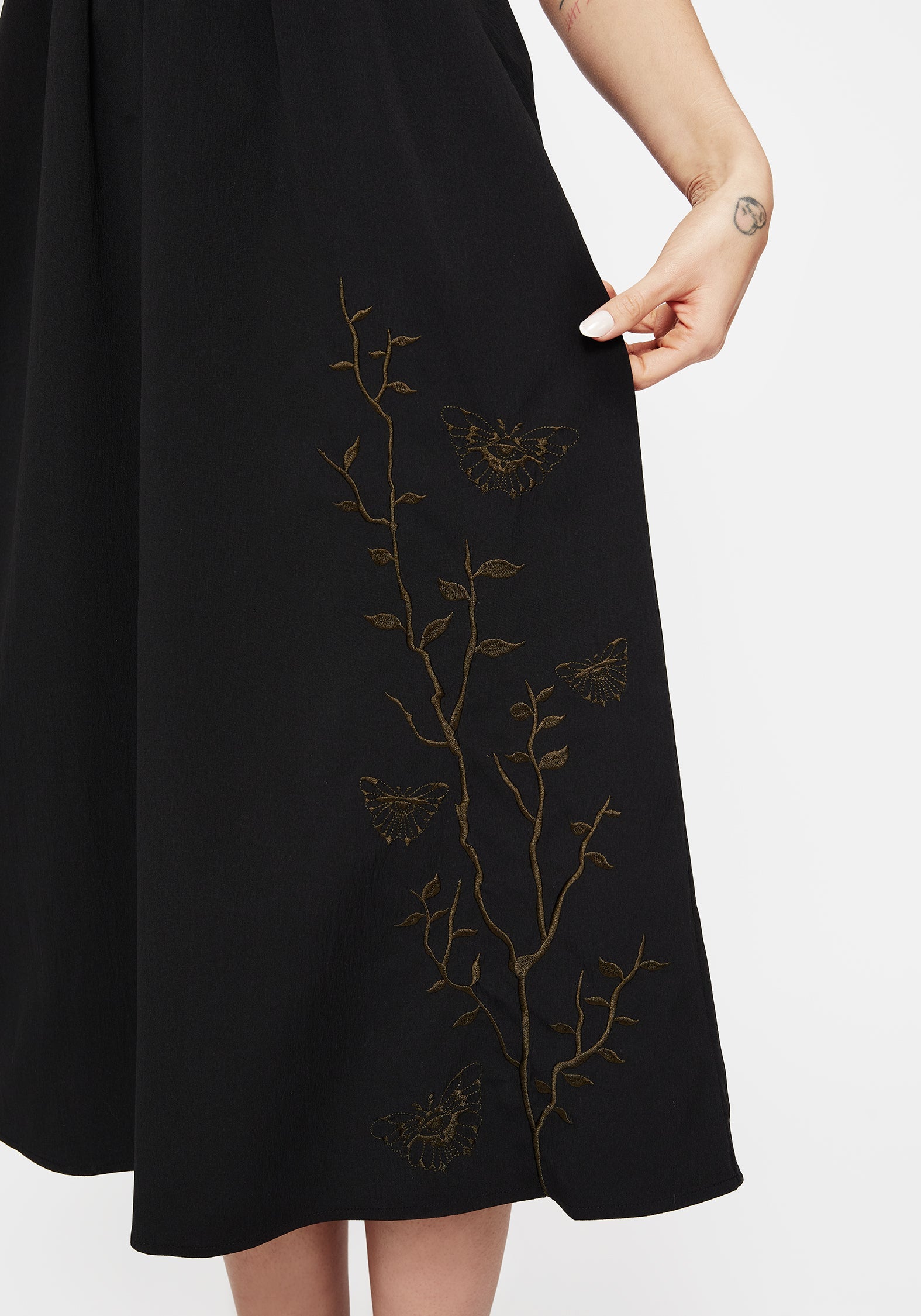 Cressida Schmetterling Bestickt Midi Kleid