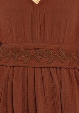 Tiana Baumwolle Applikation Besatz Midi Kleid