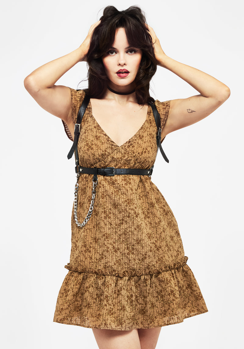 Amelia Blumenmuster Druck Gestuft Mini Kleid    