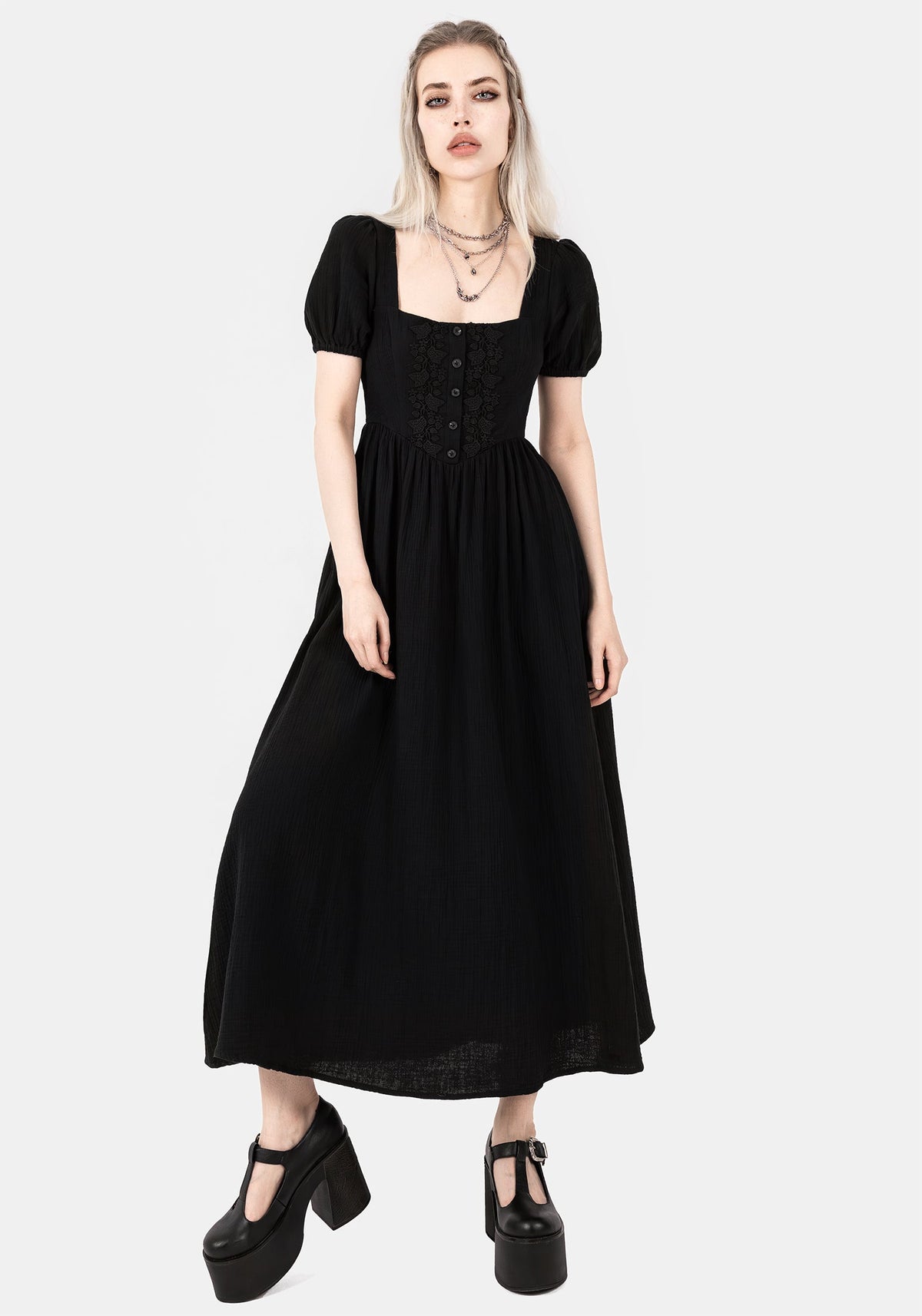 Alder Baumwolle Detail Midaxi Kleid