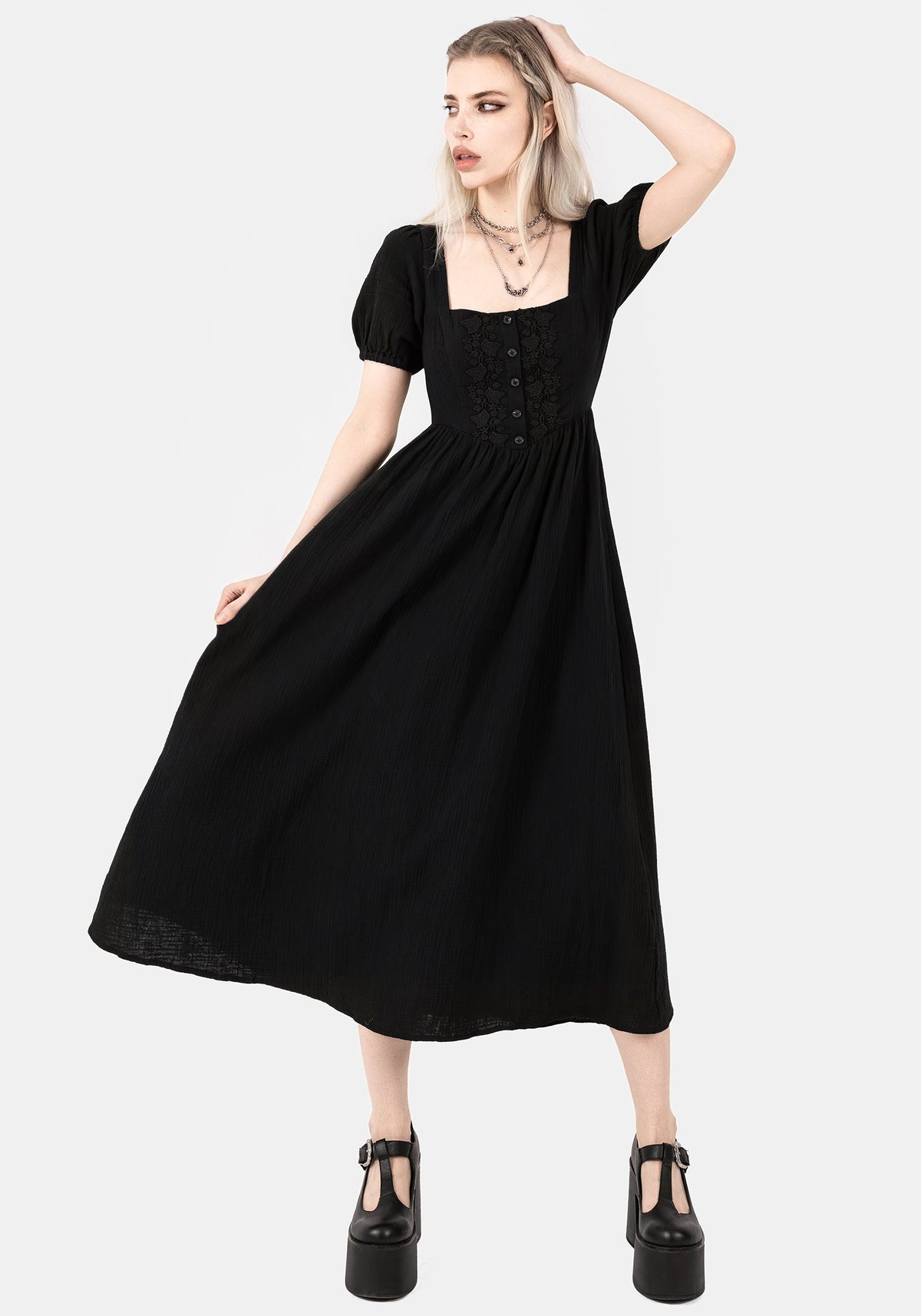 Alder Baumwolle Detail Midaxi Kleid