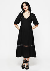 Mirage Spitze Insert Puffärmel Ärmel Maxi Kleid