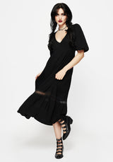 Mirage Spitze Insert Puffärmel Ärmel Maxi Kleid