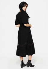 Mirage Spitze Insert Puffärmel Ärmel Maxi Kleid
