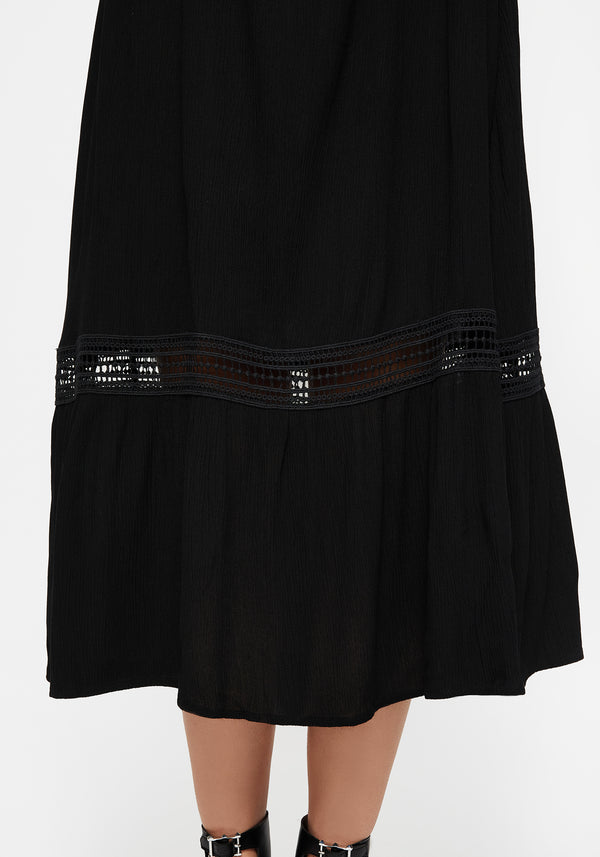 Mirage Spitze Insert Puffärmel Ärmel Maxi Kleid