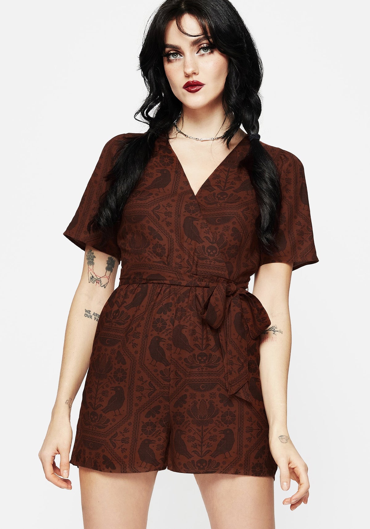 Annabel Rabe Druck Krawatte Taille Overall - Rust
