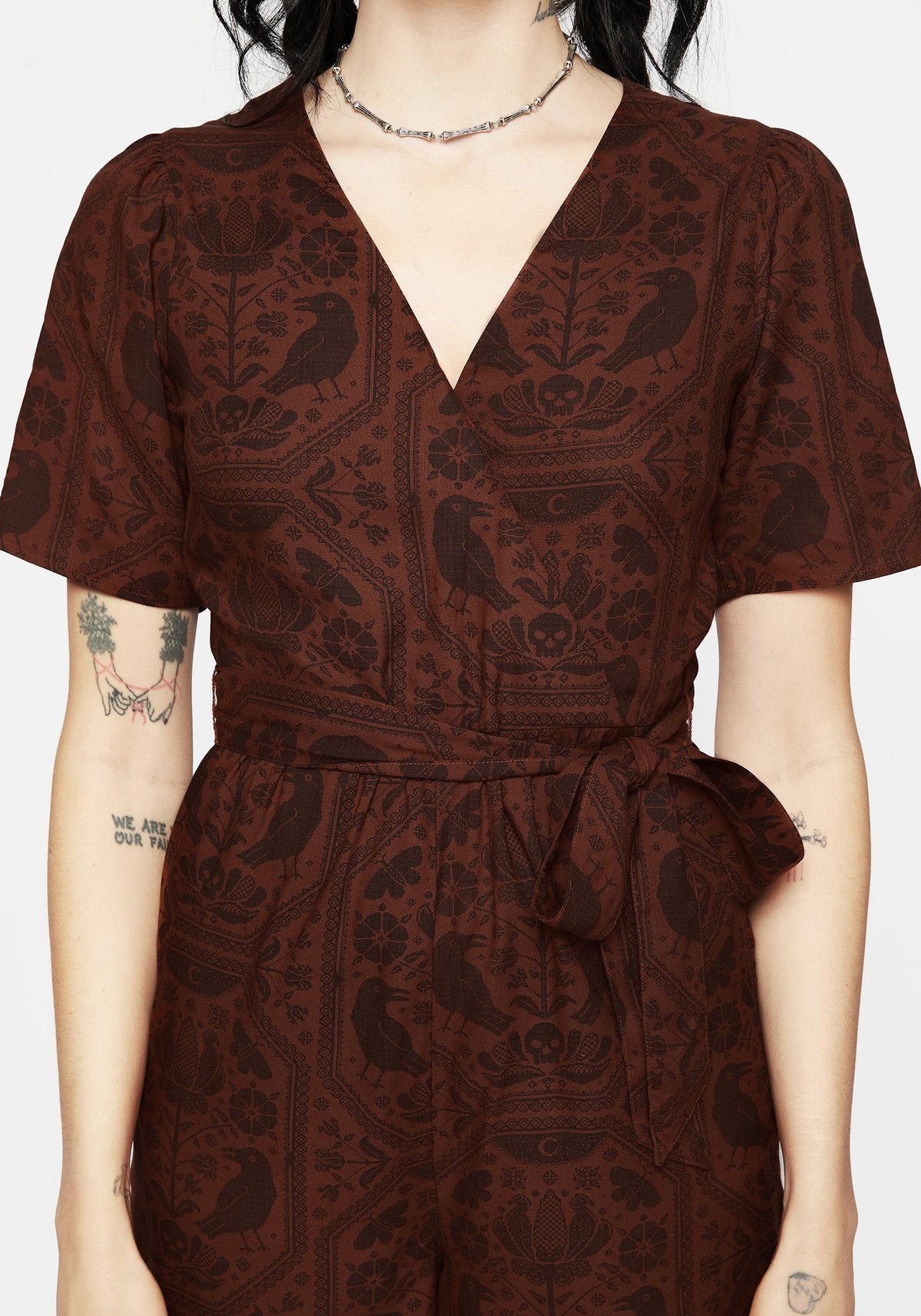 Annabel Rabe Druck Krawatte Taille Overall - Rust