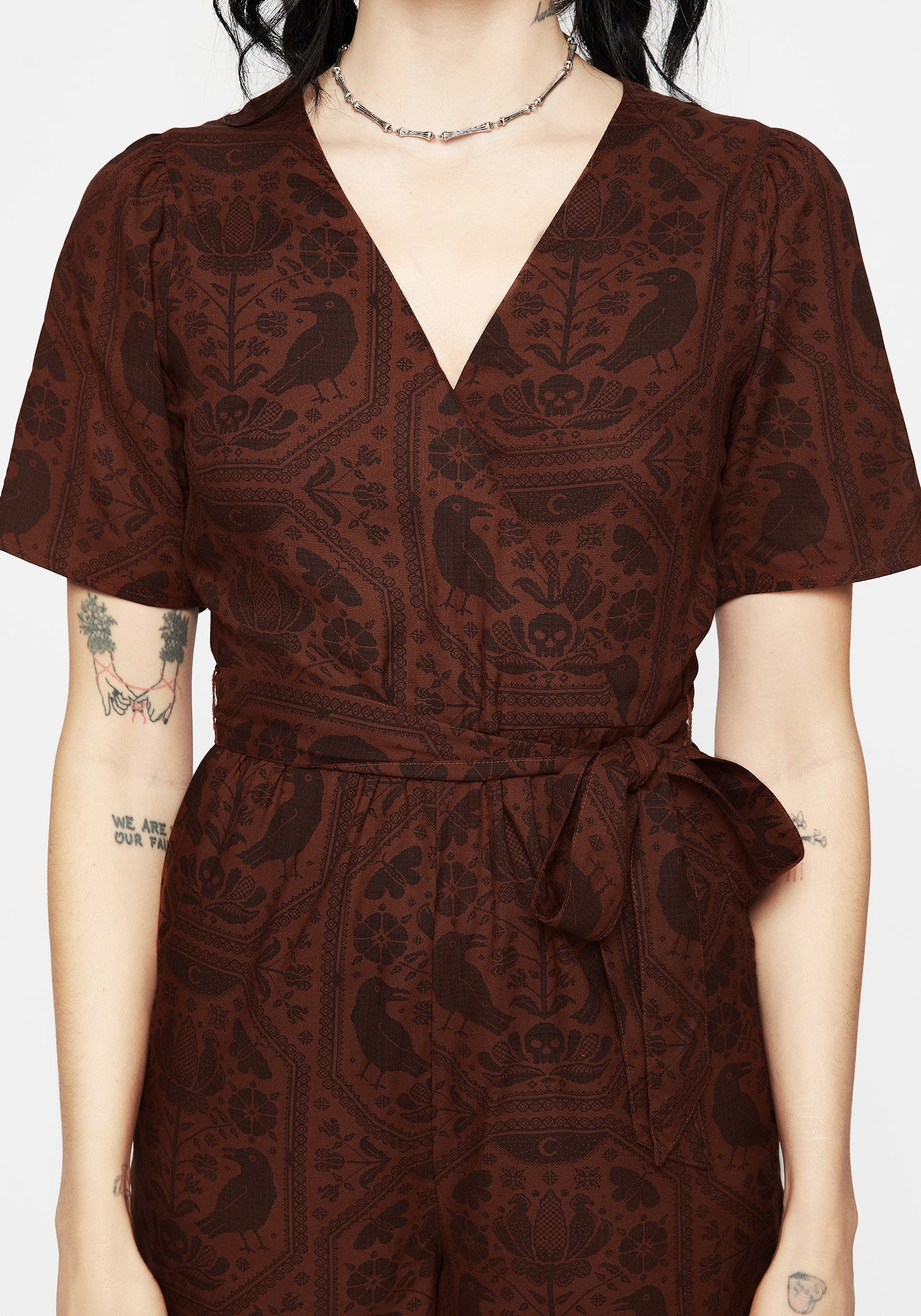 Annabel Rabe Druck Krawatte Taille Overall - Rust
