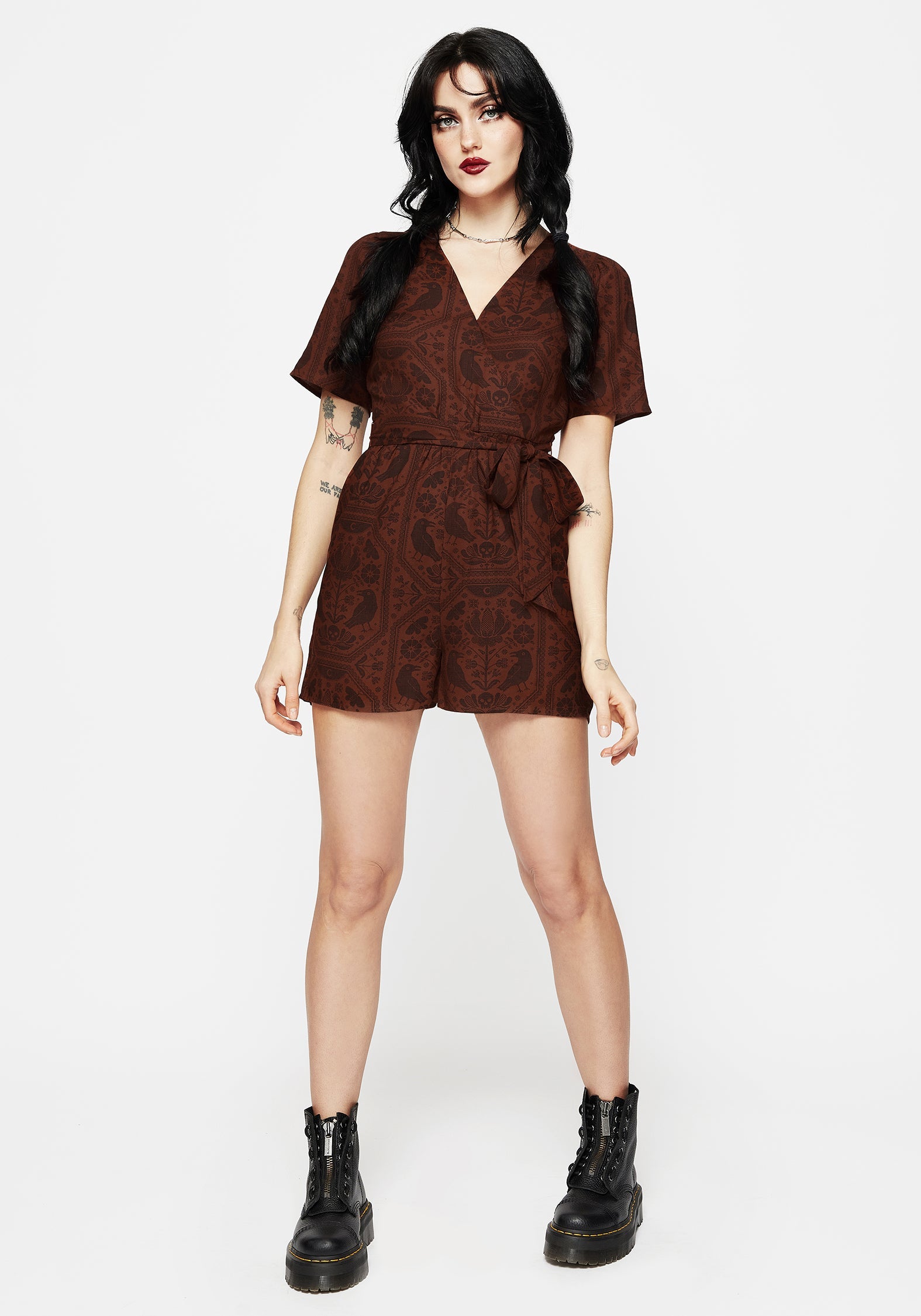 Annabel Rabe Druck Krawatte Taille Overall - Rust