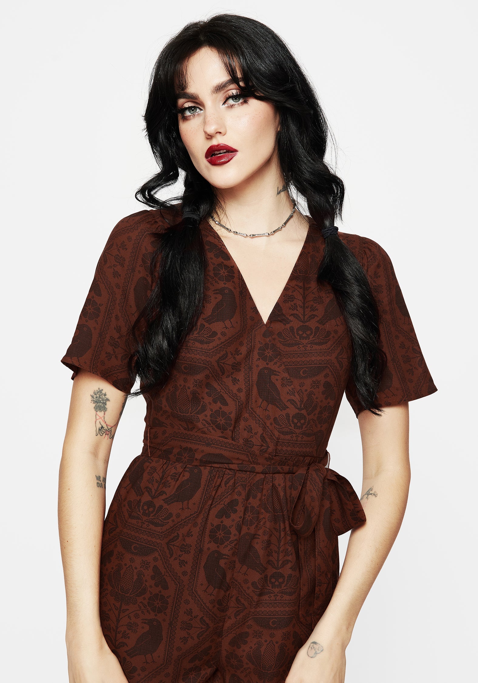 Annabel Rabe Druck Krawatte Taille Overall - Rust