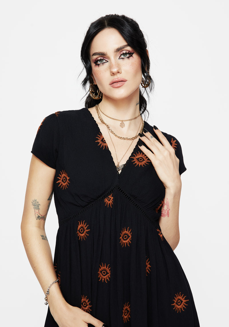 Solstice Bestickt Rüsche Mini Kleid