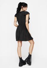 Eartha Baumwolle Bestickt Rüsche Detail Mini Kleid