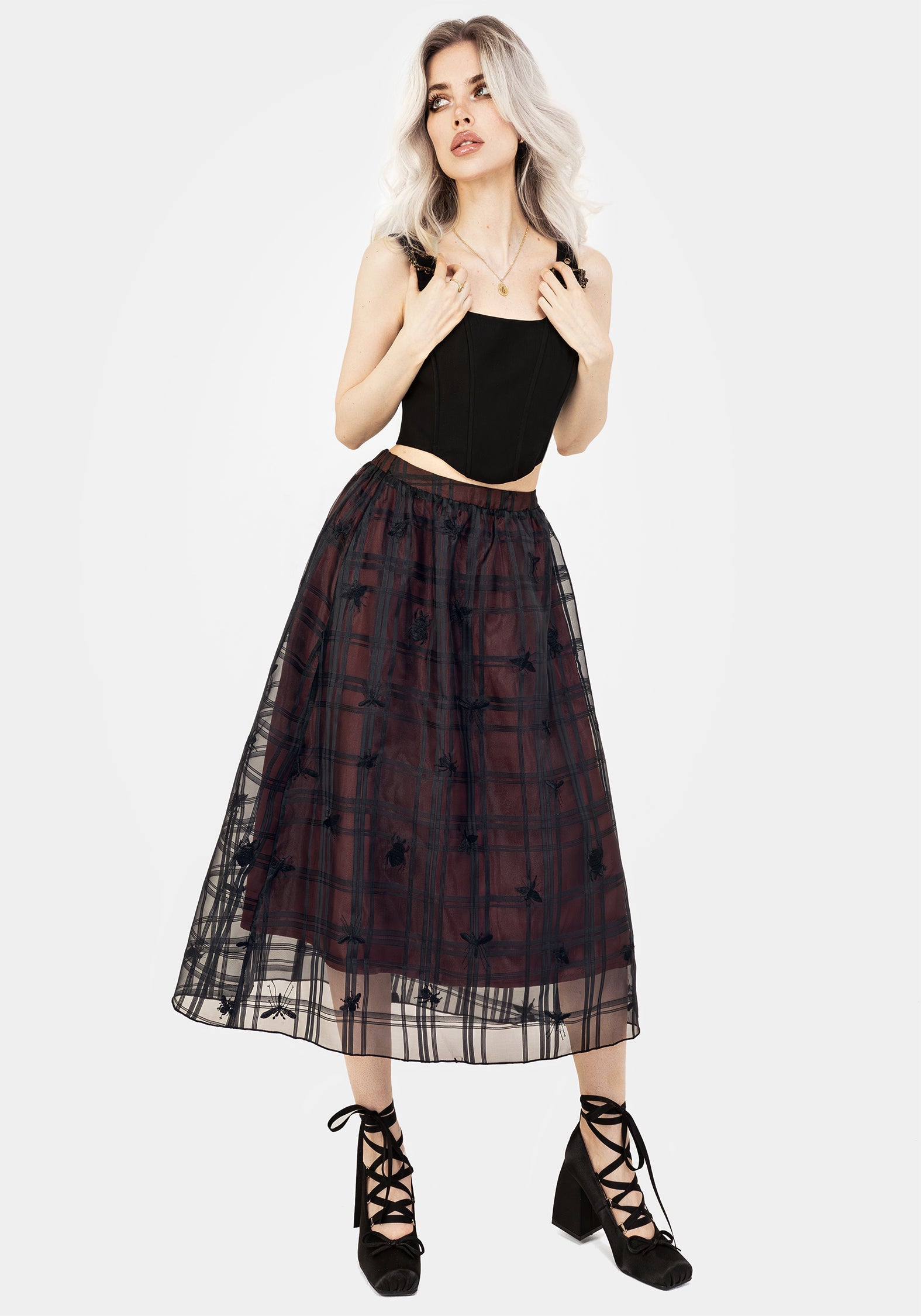 Sedona Organza Prüfen Bestickt Midaxi Rock