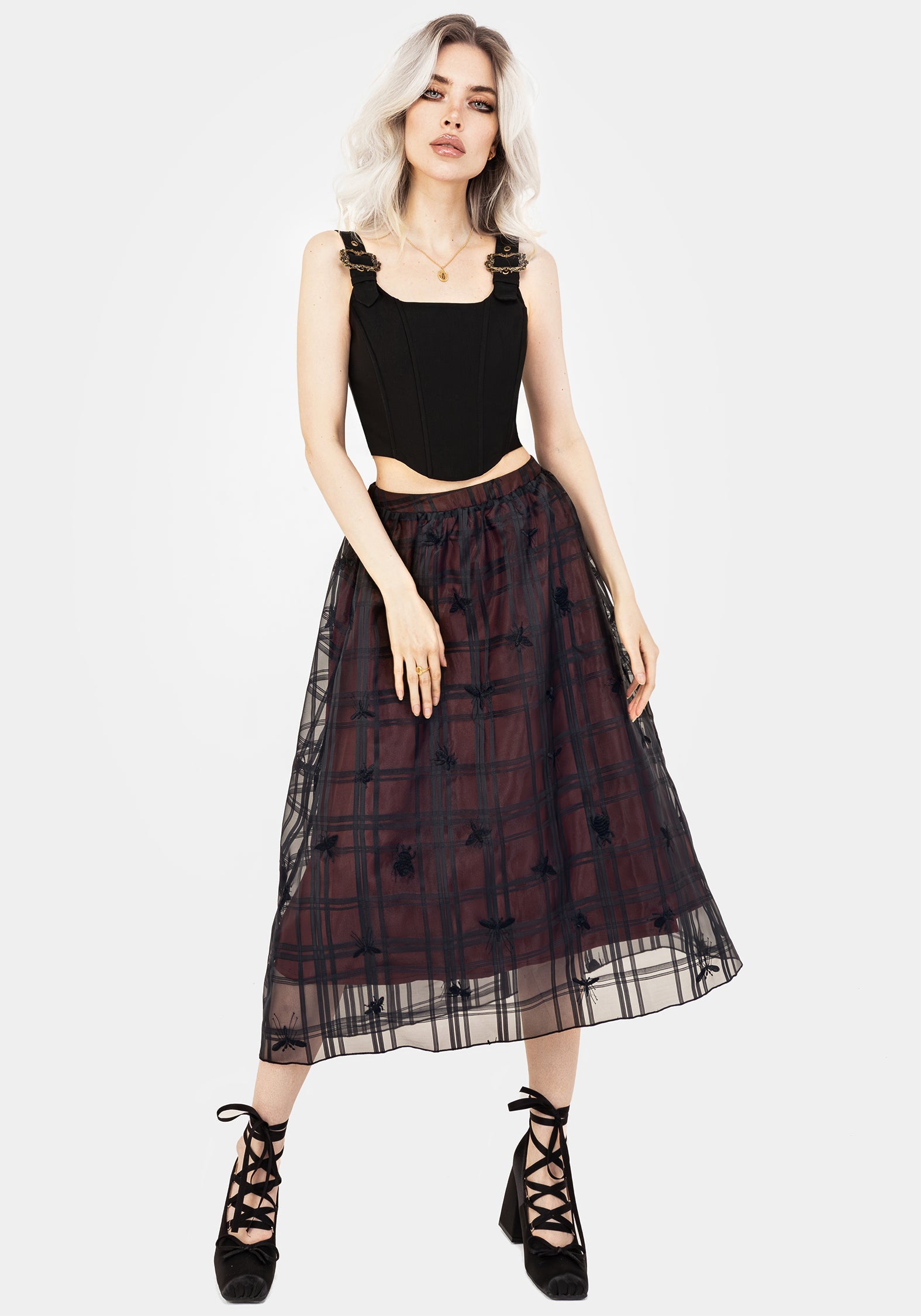 Sedona Organza Prüfen Bestickt Midaxi Rock