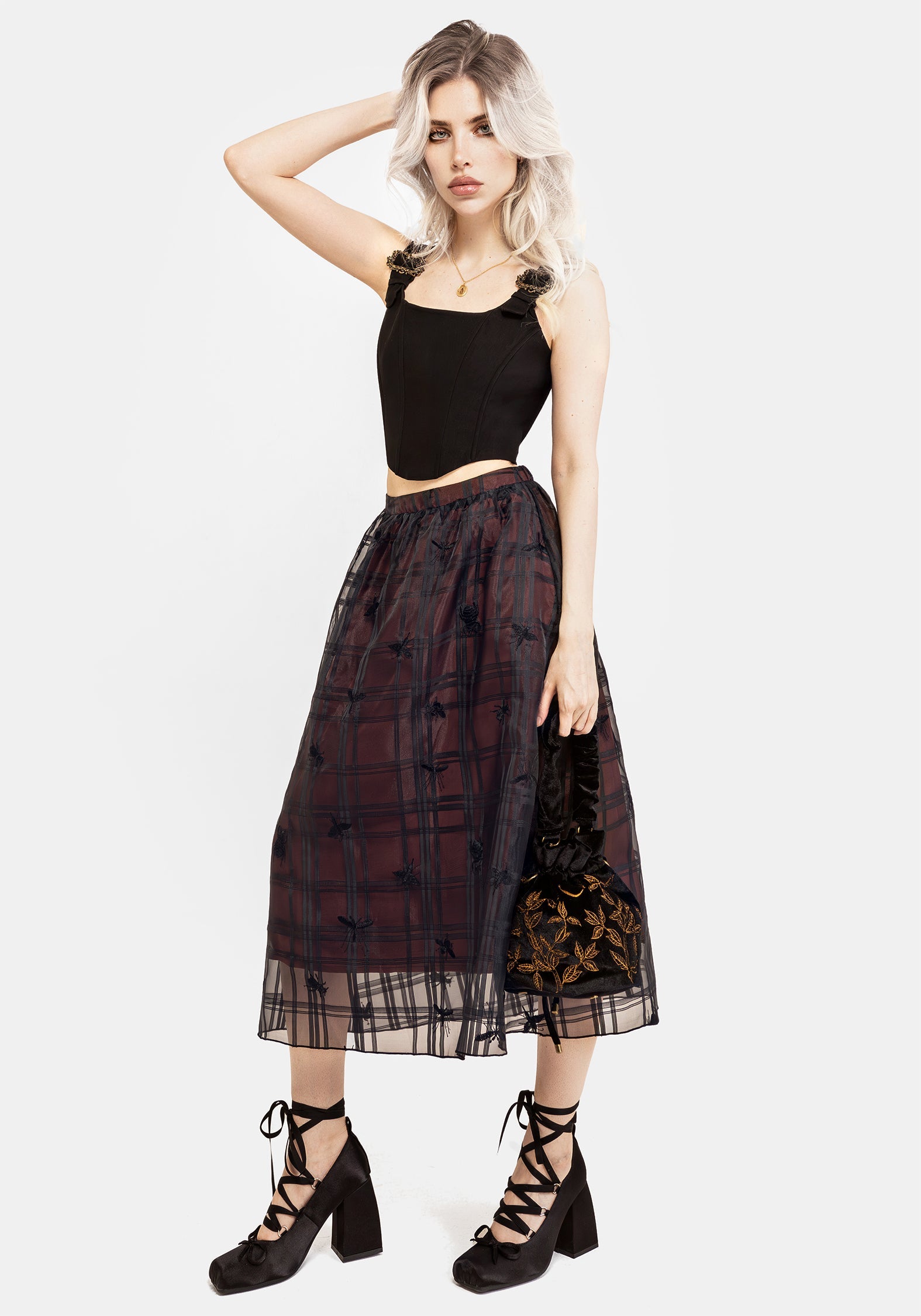 Sedona Organza Prüfen Bestickt Midaxi Rock