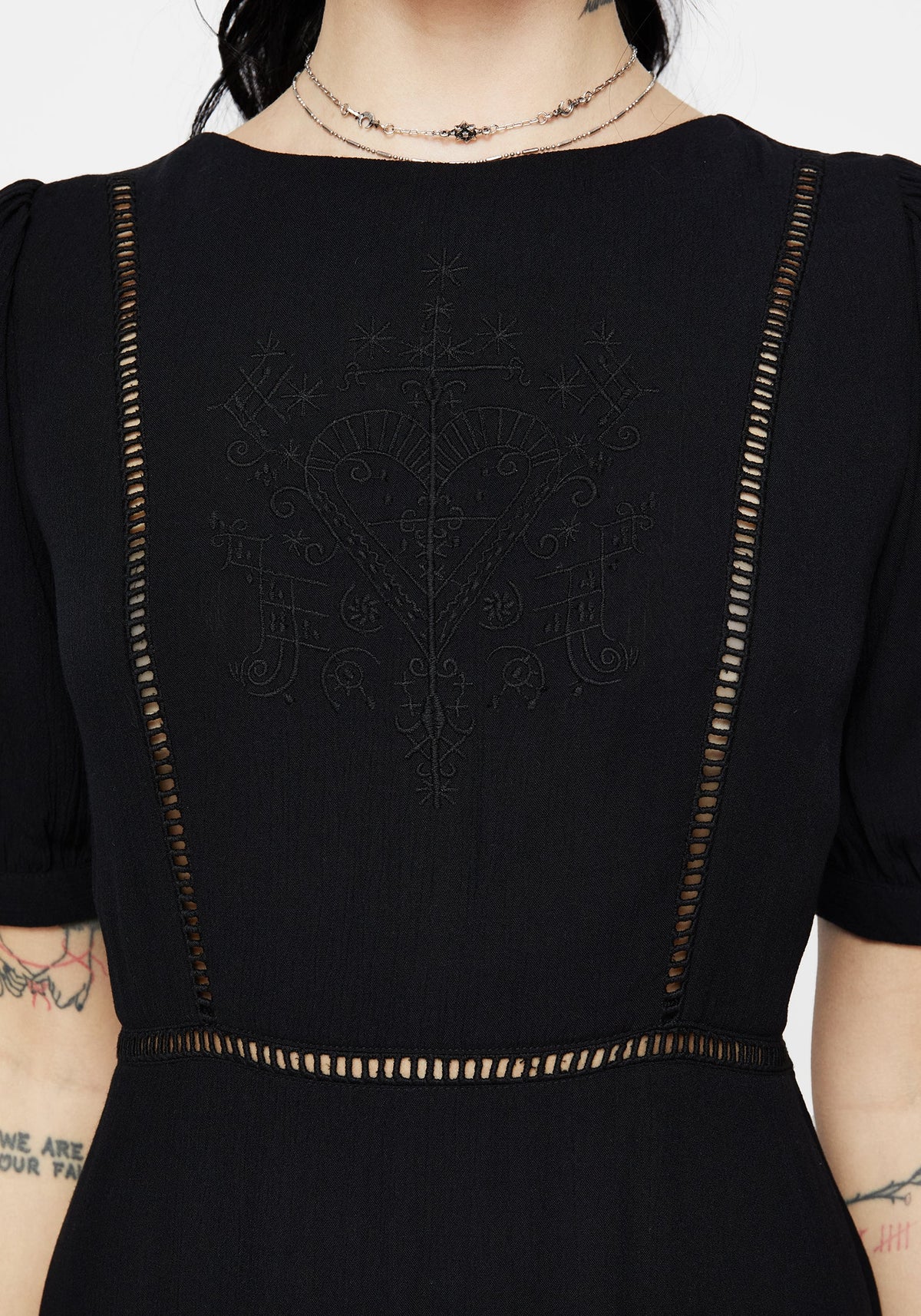 Blessing Puffärmel Ärmel Krawatte Back Midi Kleid