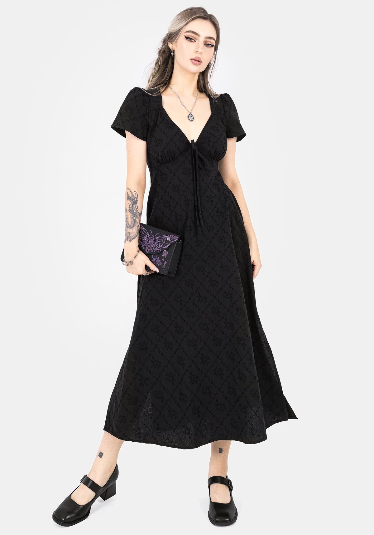 Polgara Blumenmuster Jacquard Midaxi Kleid