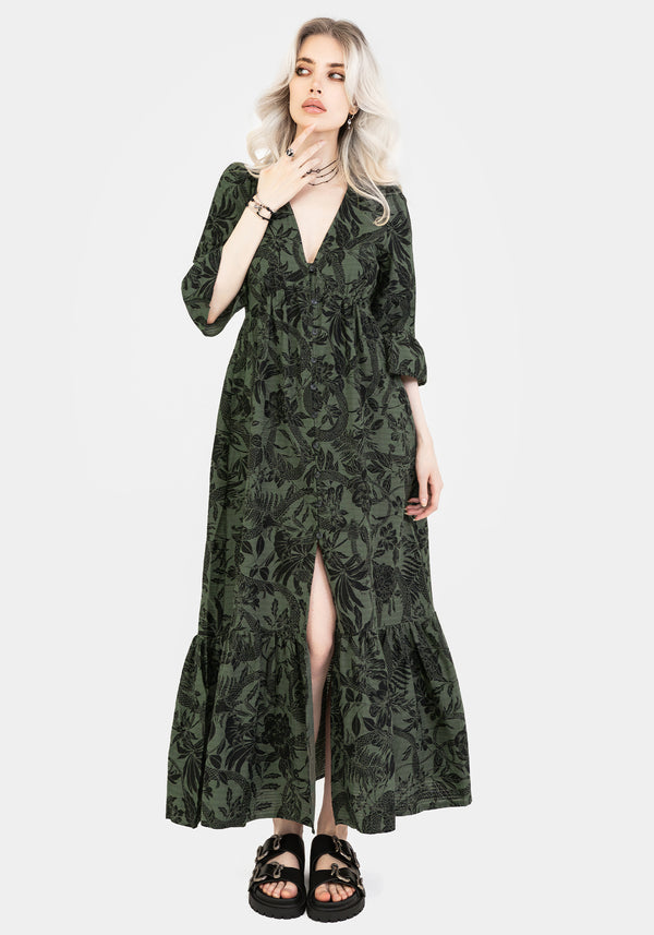 Bashe Baumwolle Maxi Over Kleid - Grün