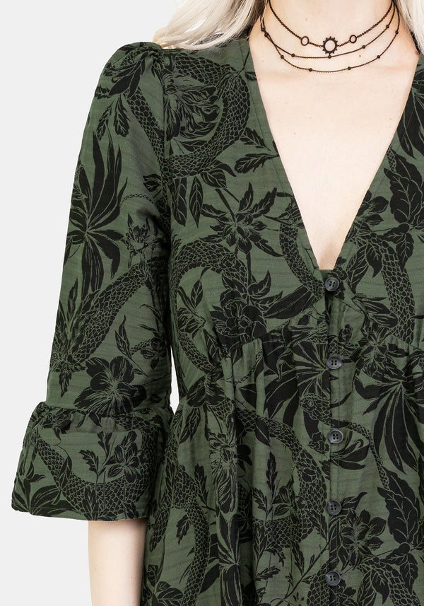 Bashe Baumwolle Maxi Over Kleid - Grün