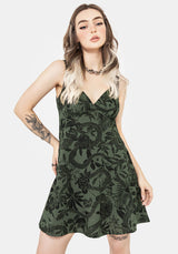 Bashe Baumwolle Mini Sonne Kleid - Grün