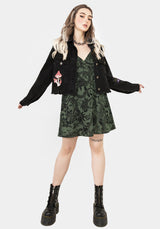Bashe Baumwolle Mini Sonne Kleid - Grün