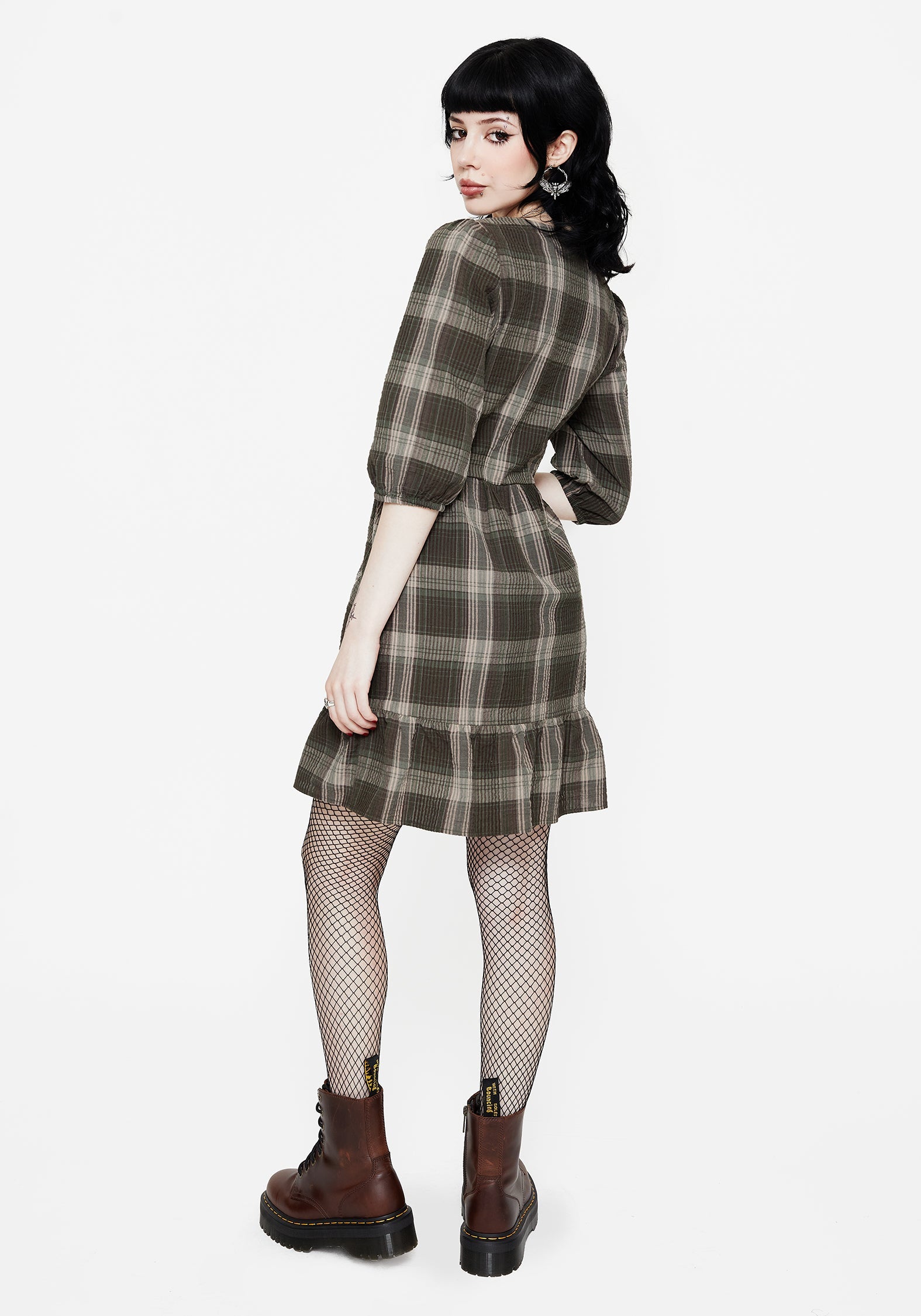 Clara Baumwolle Prüfen Gestuft Mini Rüsche Kleid
