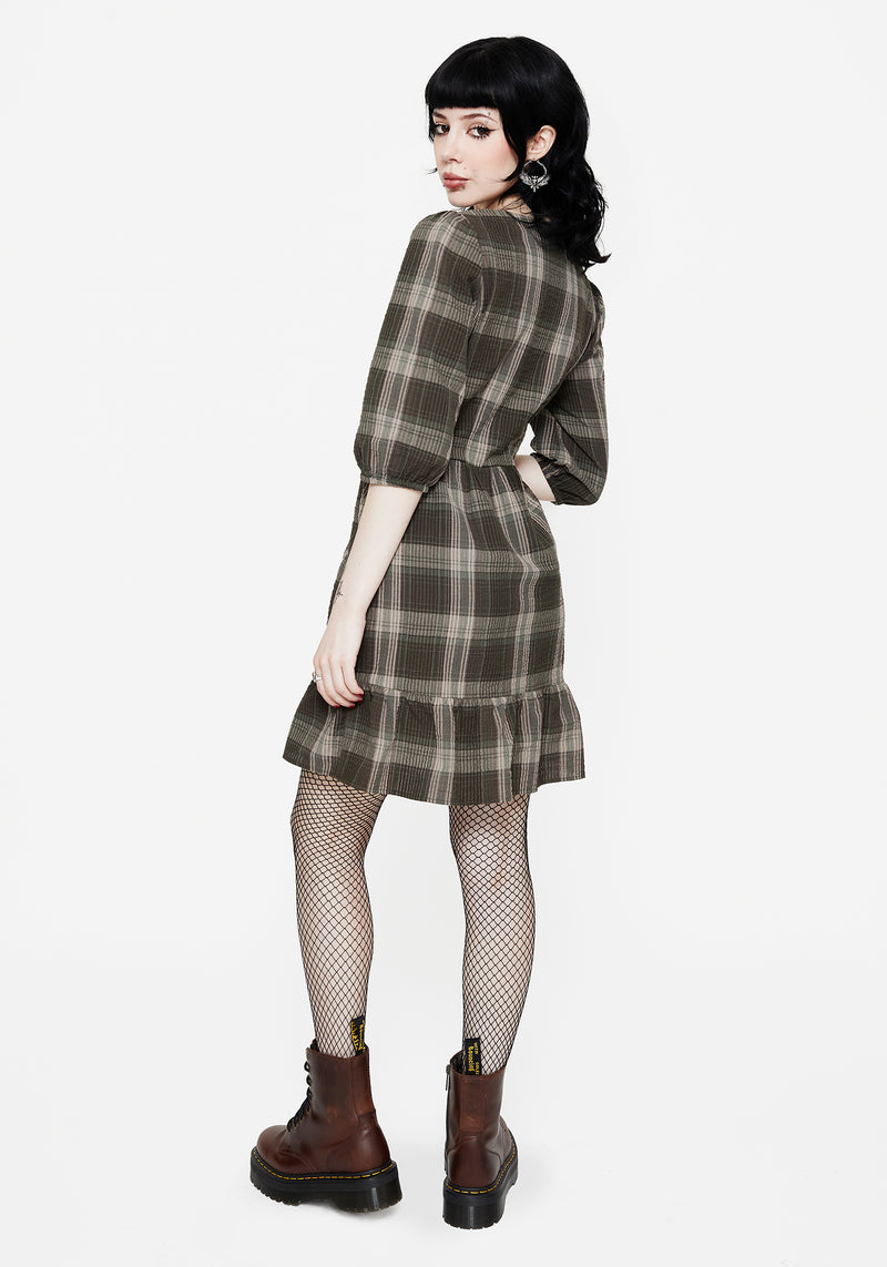 Clara Baumwolle Prüfen Gestuft Mini Rüsche Kleid