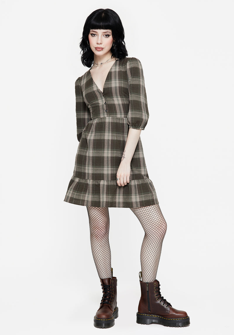 Clara Baumwolle Prüfen Gestuft Mini Rüsche Kleid