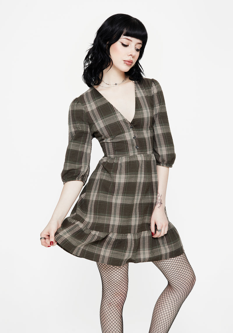 Clara Baumwolle Prüfen Gestuft Mini Rüsche Kleid