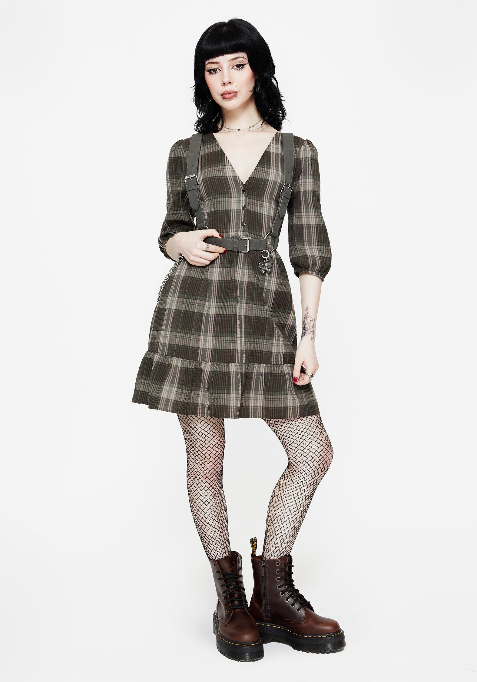 Clara Baumwolle Prüfen Gestuft Mini Rüsche Kleid
