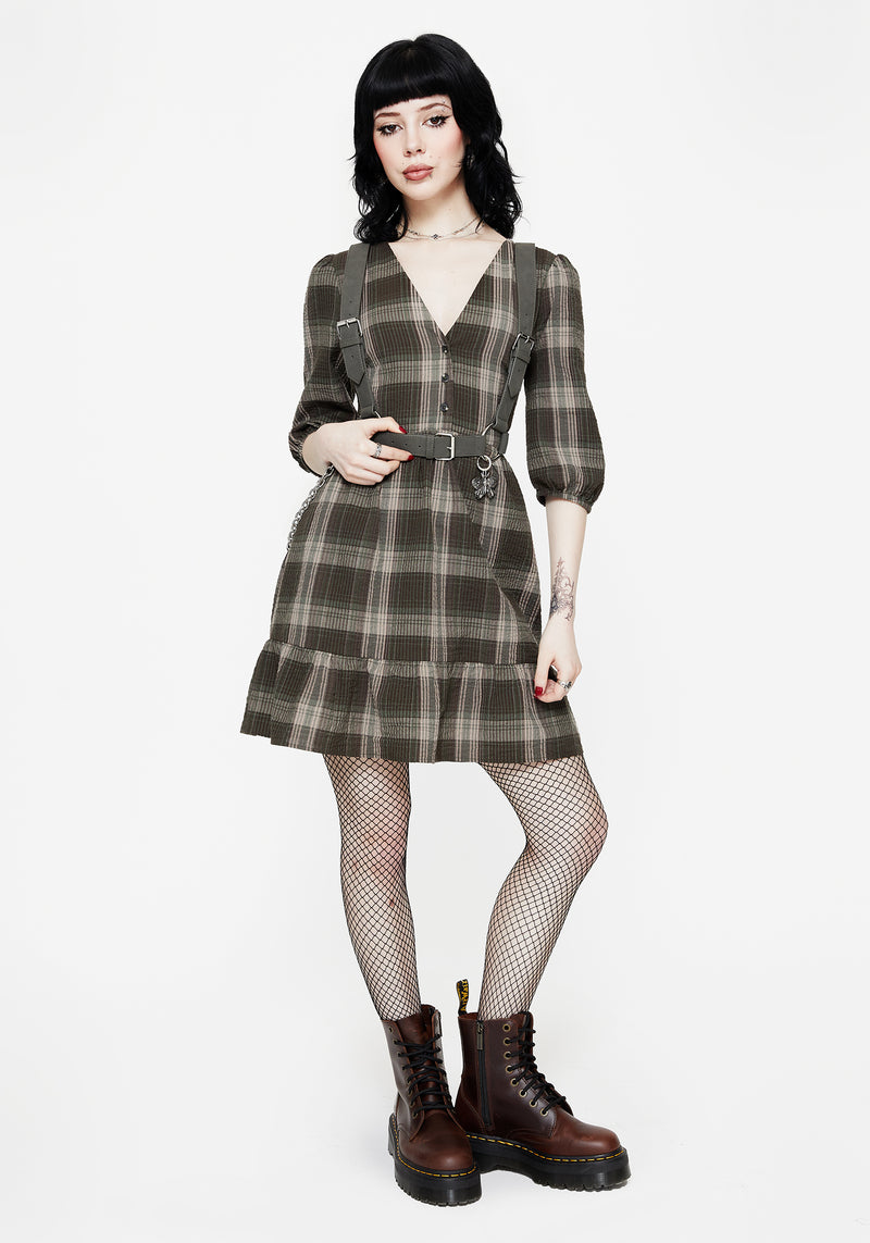 Clara Baumwolle Prüfen Gestuft Mini Rüsche Kleid
