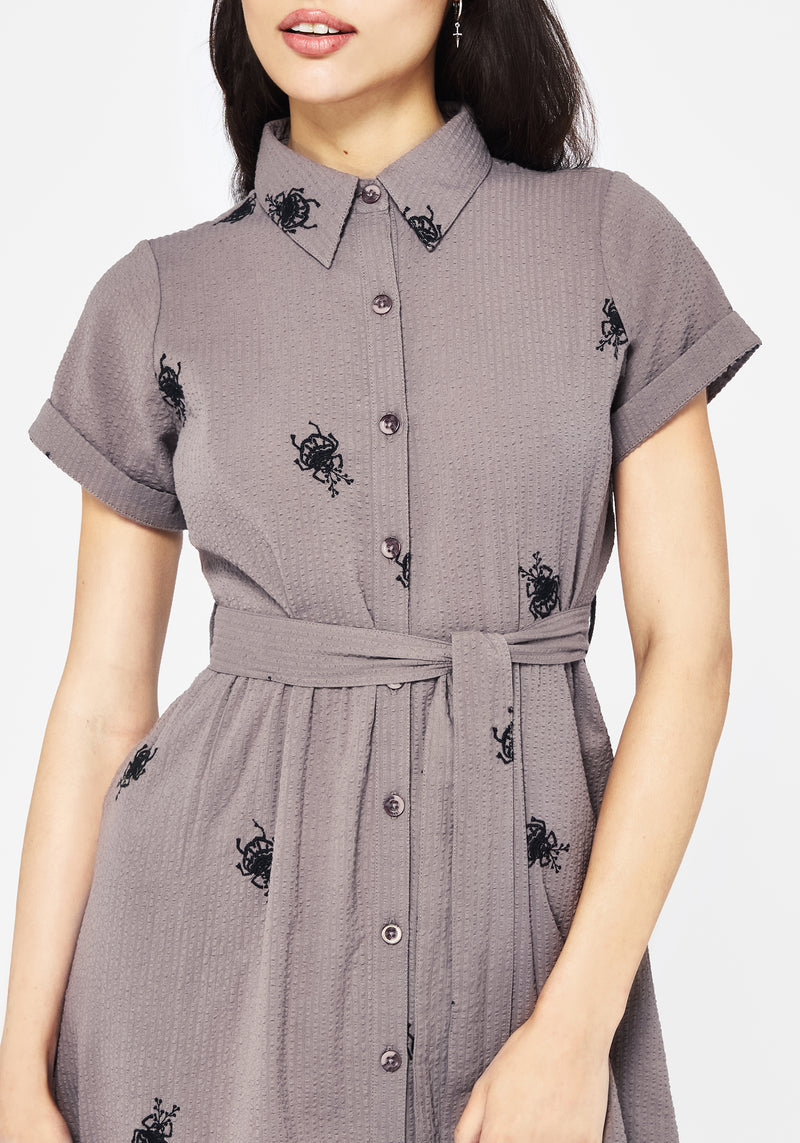 Stag Käfer Bestickt Midi Hemd Kleid