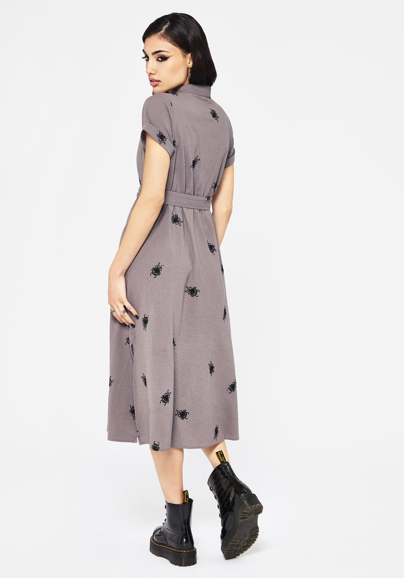 Stag Käfer Bestickt Midi Hemd Kleid