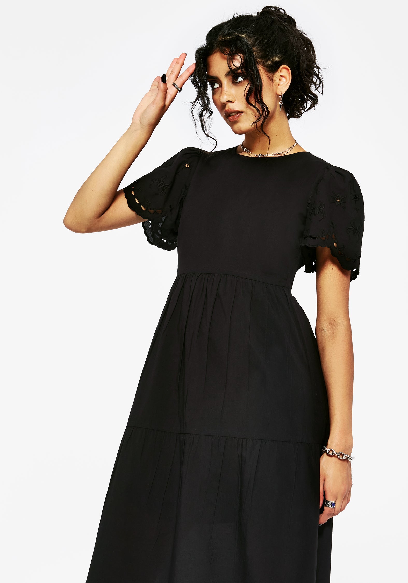 Synthweb Baumwolle Broderie Saum Midaxi Kleid