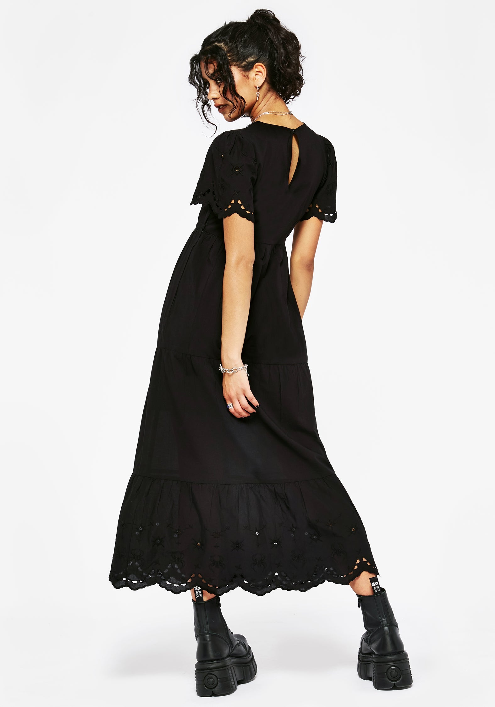 Synthweb Baumwolle Broderie Saum Midaxi Kleid